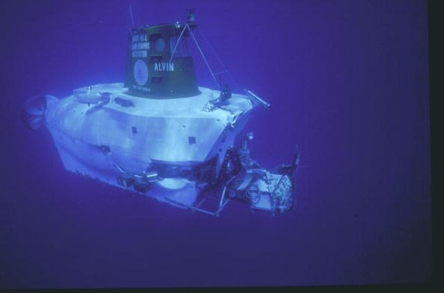 The Alvin, a research submarine, cruising beneath